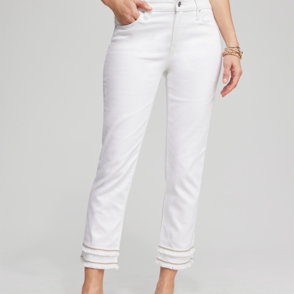 Chico's So Slimming GF Crop Fray  White Jeans US Size 2/Chico's 00